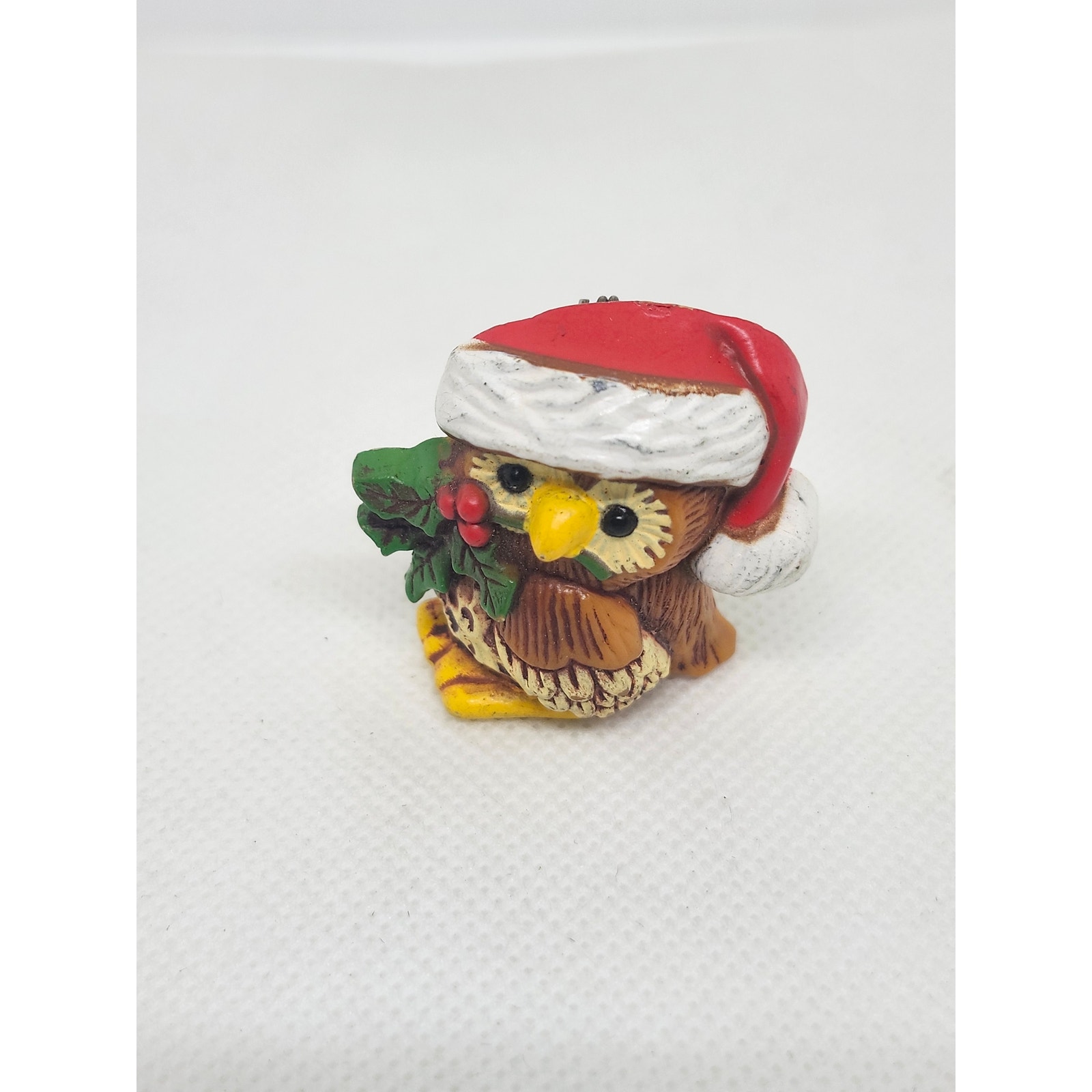 Hallmark Pin Christmas Vintage Owl In Sana Hat With Holly 1980 Holiday Brooch 8$
